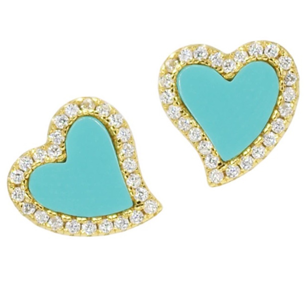 NWOT Amore Turquoise Heart Studs